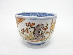 古伊万里　染付錦梅蕎麦猪口